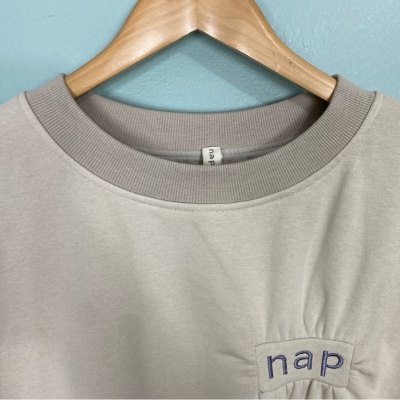 Nap Loungewear Cream Sweatshirt Cropped‎ Sz M - Picture 2 of 6